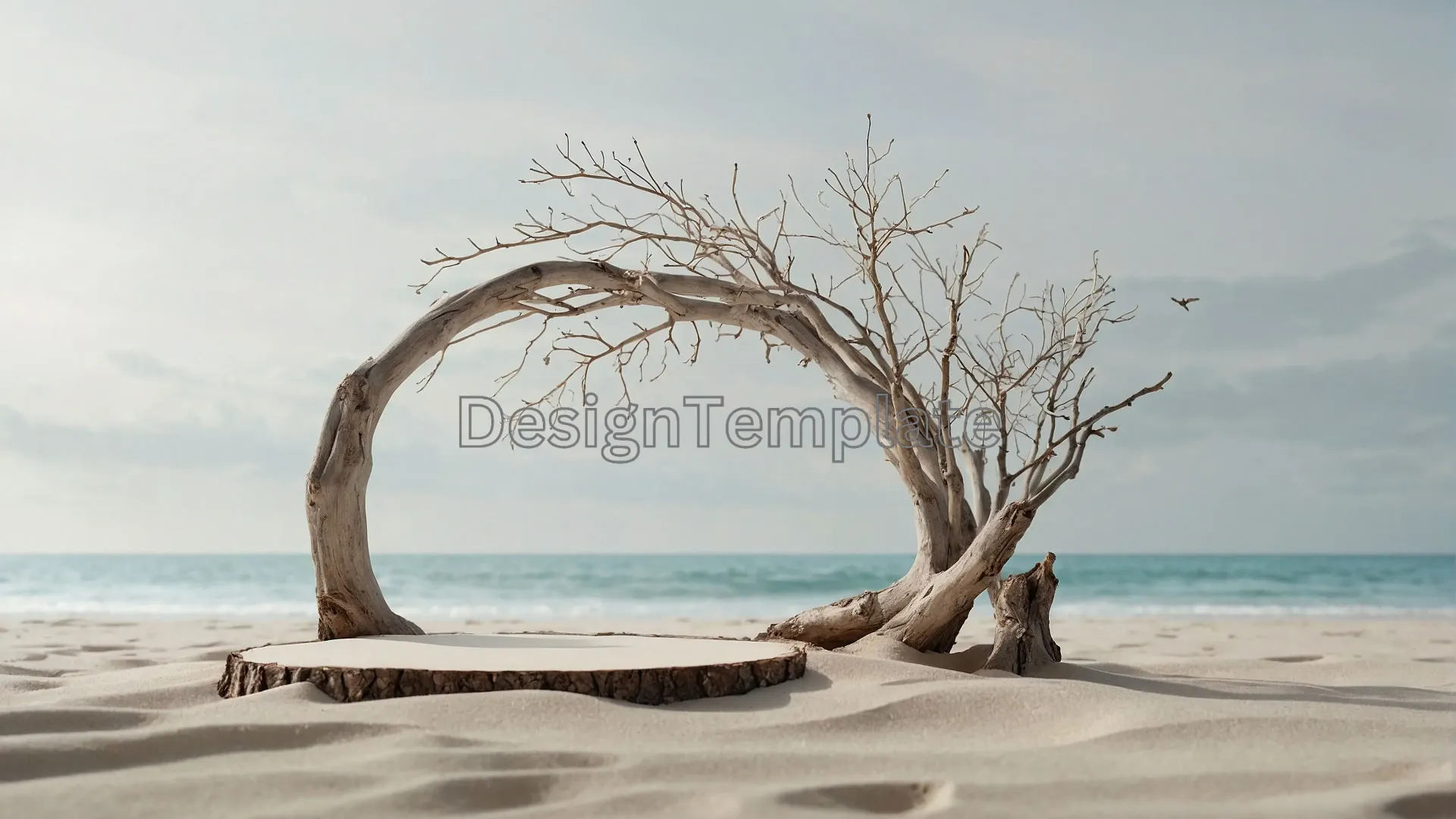 Natural Arch Tree Frame Serene Beach View image